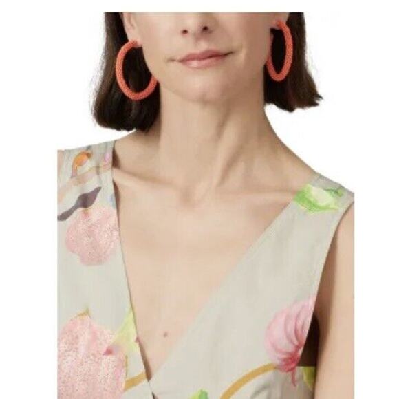 Sachin & Babi Designer Pink and Clear Glass Beaded Large Hoops 2.5" - Picture 2 of 12